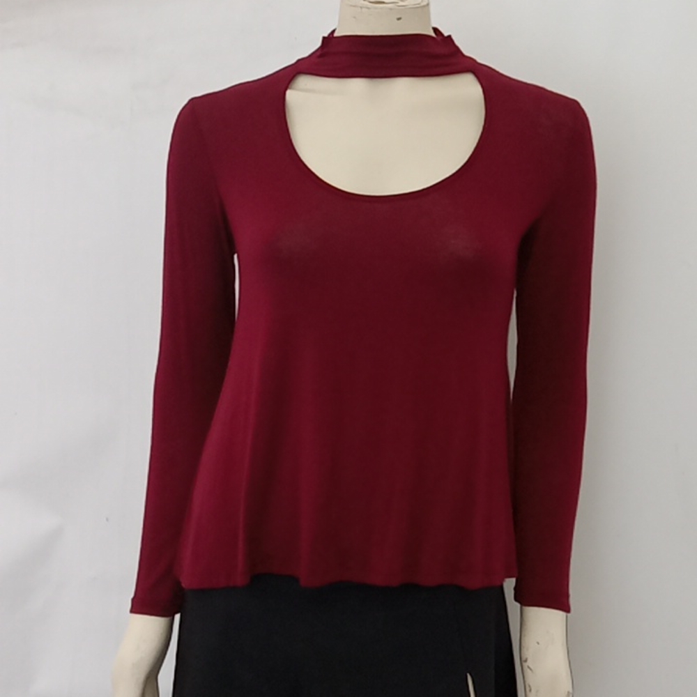 Womans " 2 Hearts" maroon long sleeve top